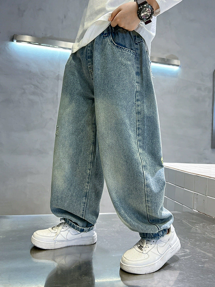 Children's Jeans Fashionable Fried Street Boyish Look Children's Pants