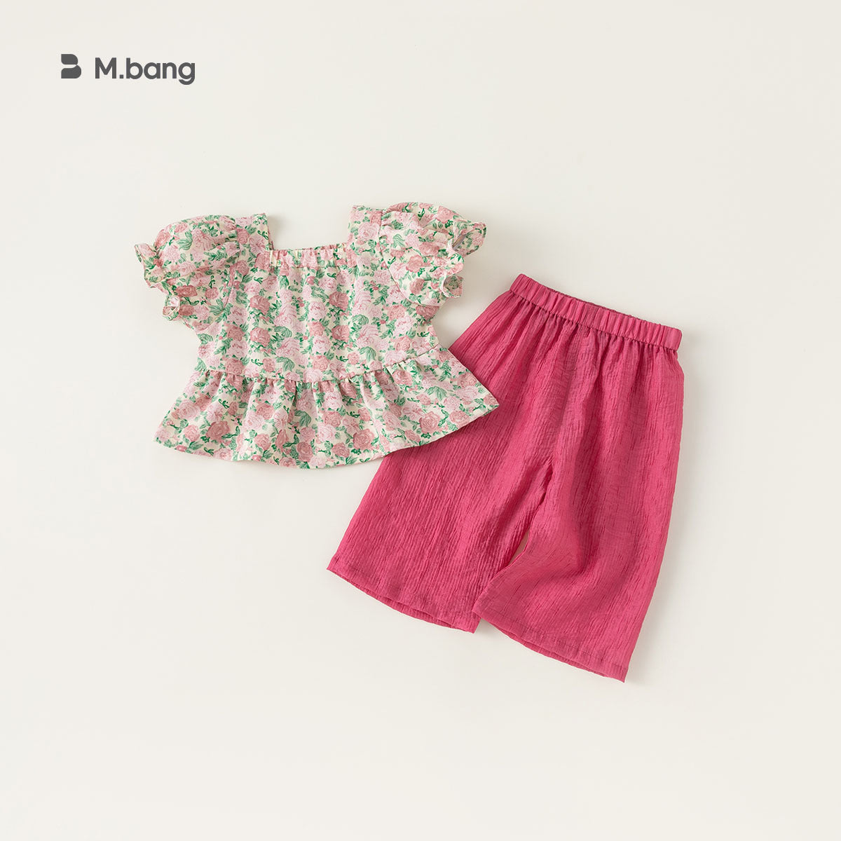 Children's Summer Dress Puff Sleeve Top Pants Clothes Children's Suit