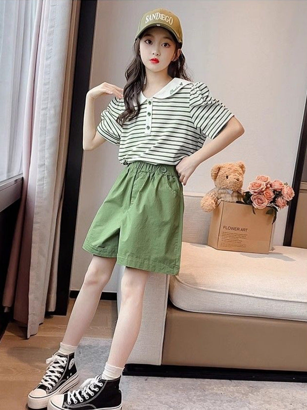 Children's Summer Peter Pan Collar Short Sleeve Western Style Children's Suit
