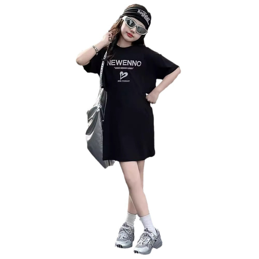 Korean Short Sleeve T-shirt Skirt Tight Children's Dress