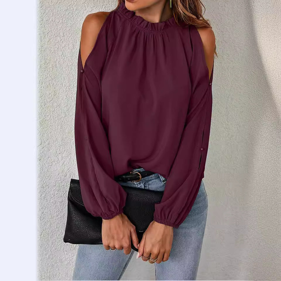 Graceful Women's Collar Cold-shoulder Elegant Fashion Tops