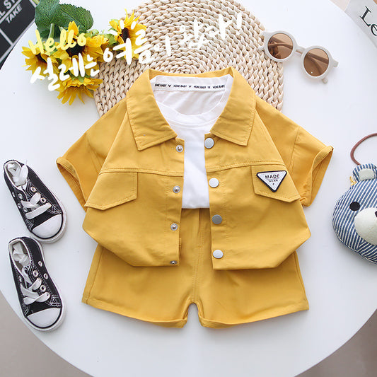 Summer Short Sleeve Shirt Outfit Handsome Infant Two-piece Children's Suit