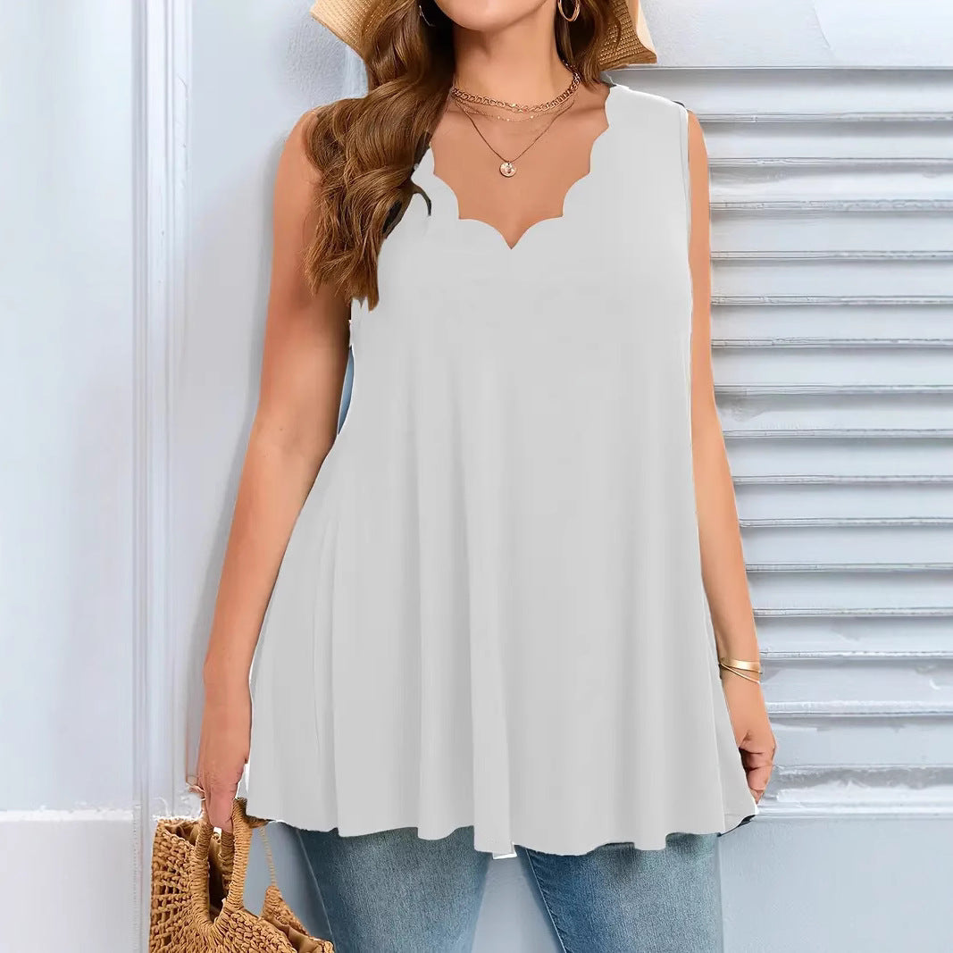 Fashion Summer Casual Solid Color Collar Women's T-shirt