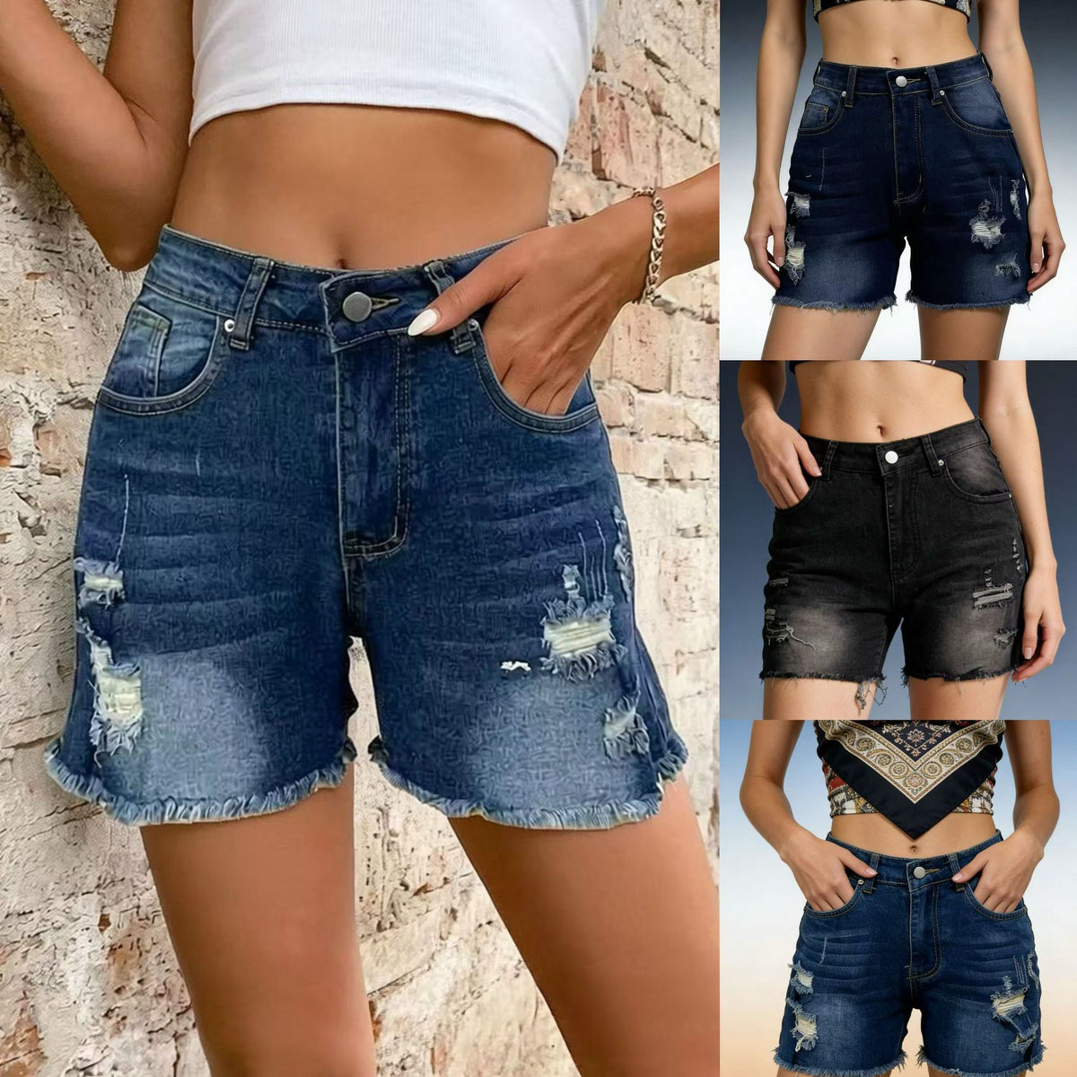 Women's Ripped Slimming Versatile Burr Fashion Trend Women's Jeans