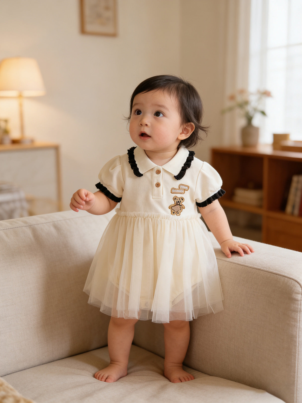 Cartoon Bear Short-sleeved Shirt Top Trendy Parent-child Outfit
