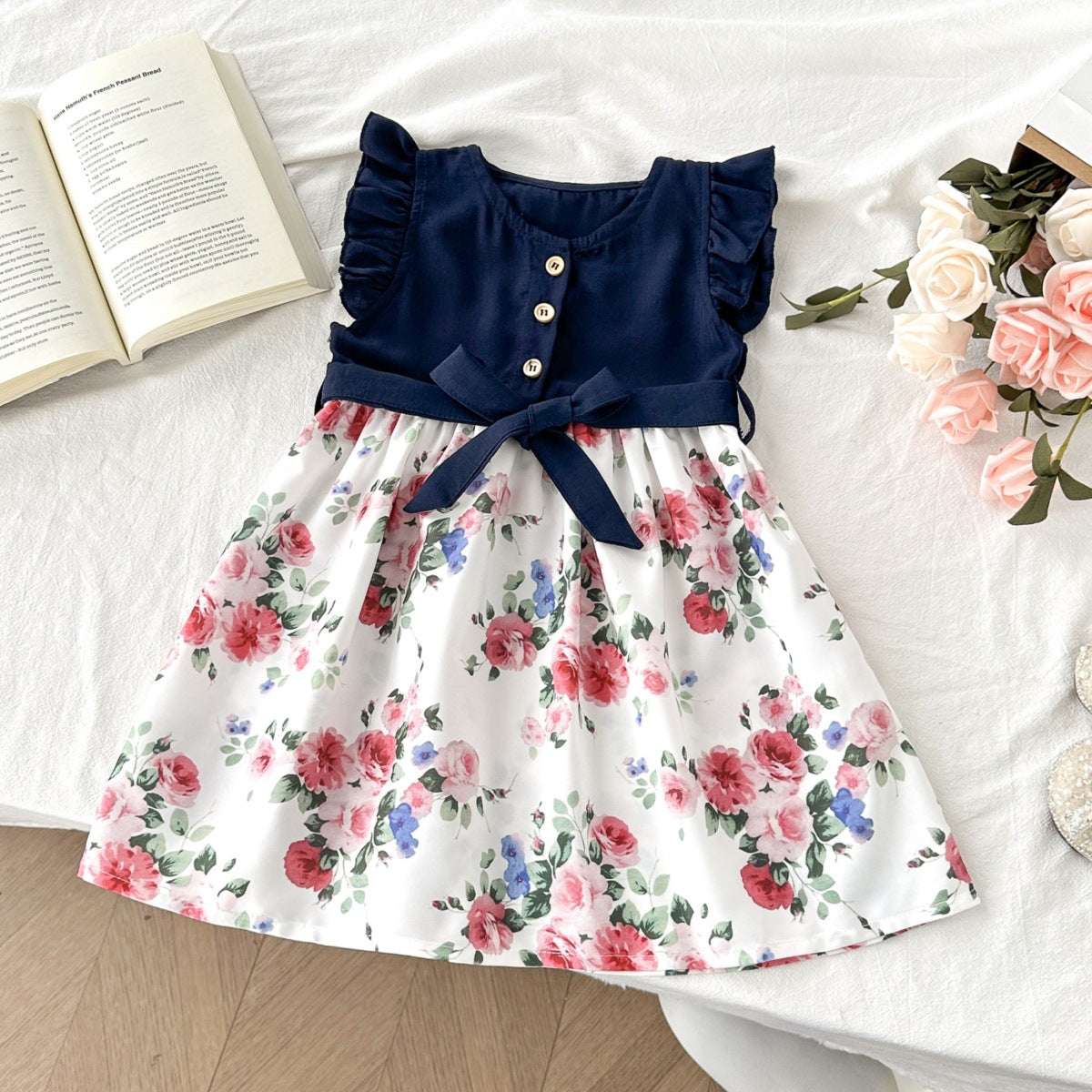 Children's Clothing Summer Style Lace Sleeve Floral Children's Dress