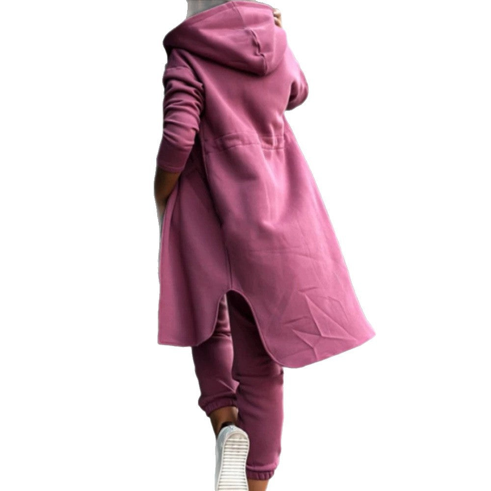 Versatile Women's Solid Color Hooded Set Fashion Casual Suit