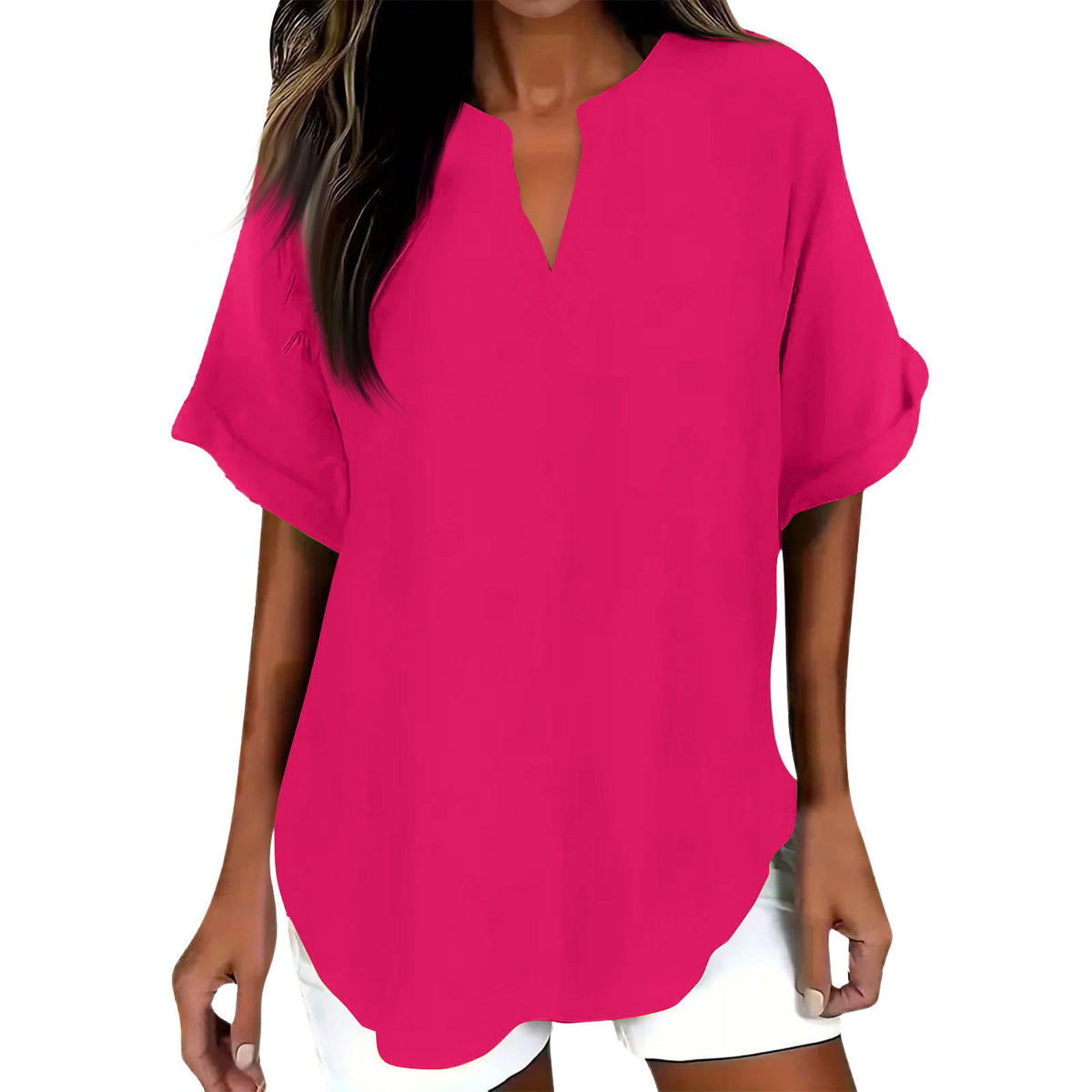 Women's Fashion Loose Shirt Casual Cotton Linen Blouse