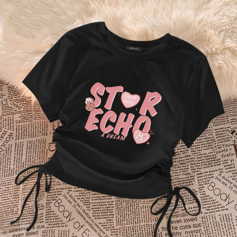 Children's Summer Western Style Thin Medium Big Drawstring Children's T-shirt
