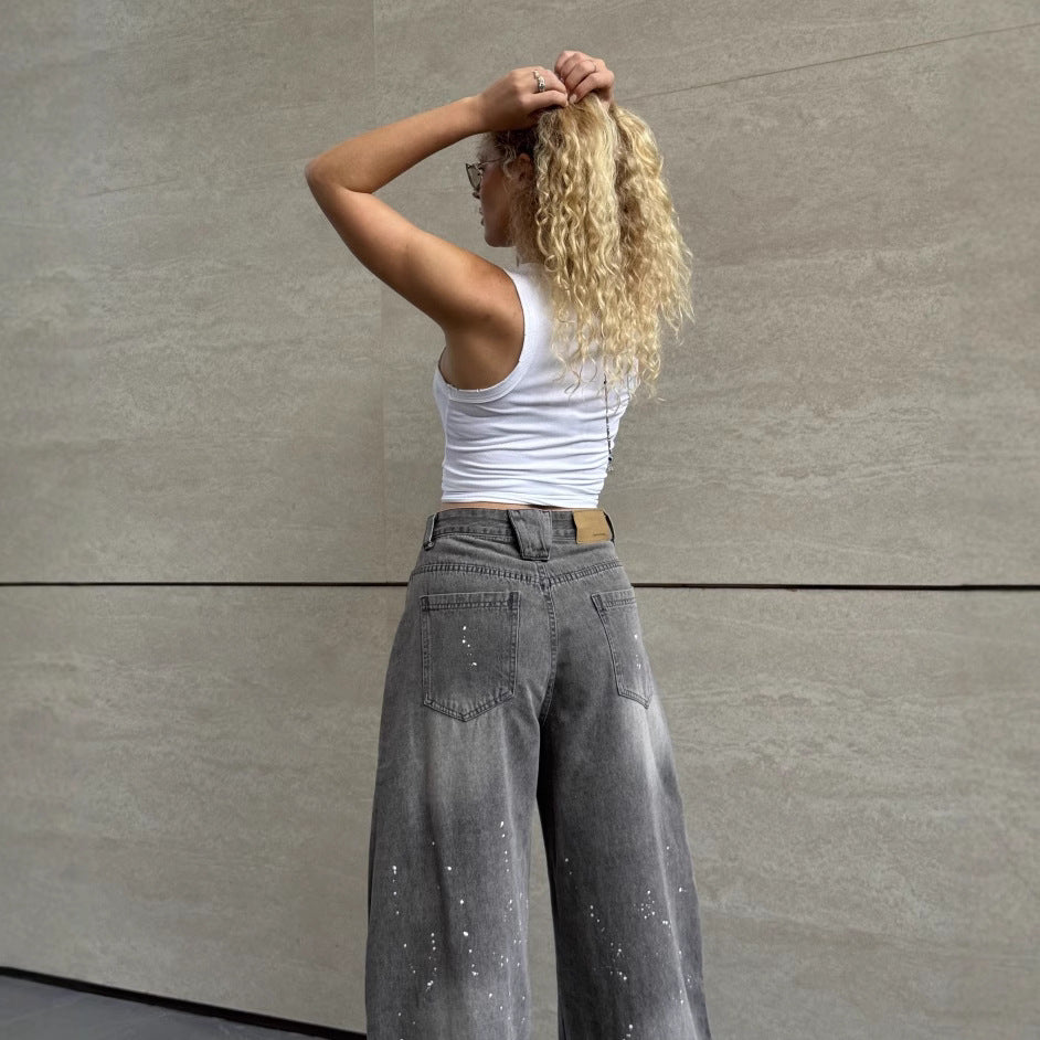 Women's High Street Hot Loose Wide Leg Women's Jeans
