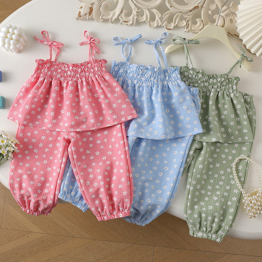 Children's Summer Sling Shirt Anti Mosquito Pants Two-piece Children's Suit