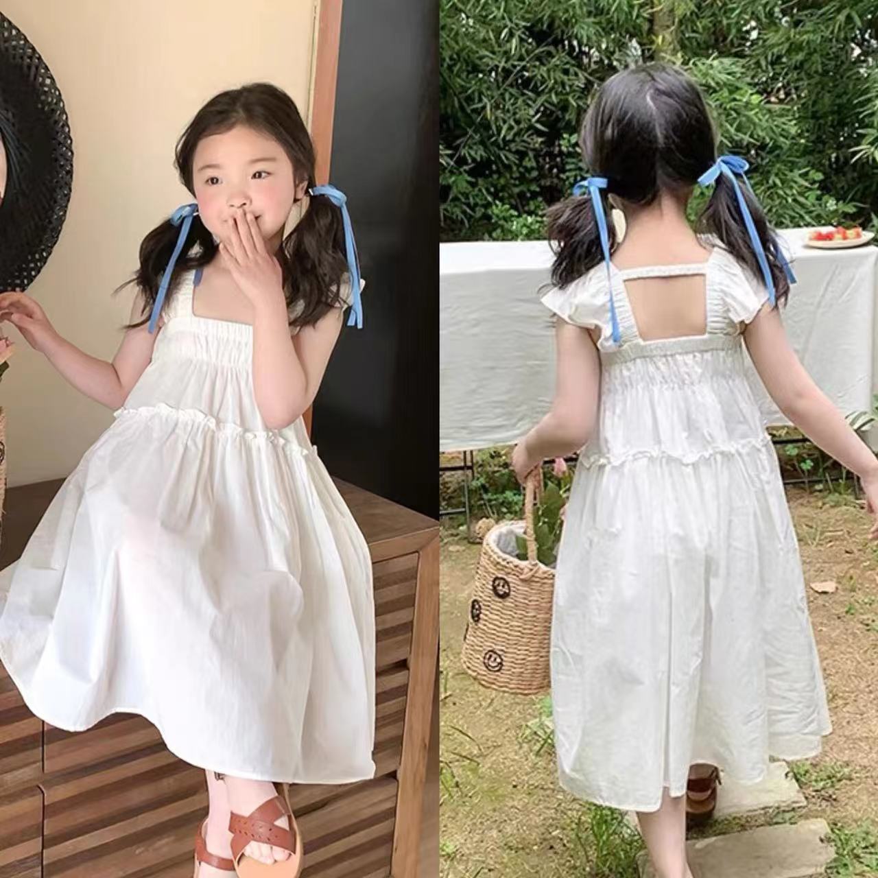 Children's Ethnic Style White Body Strap Braces Children's Dress