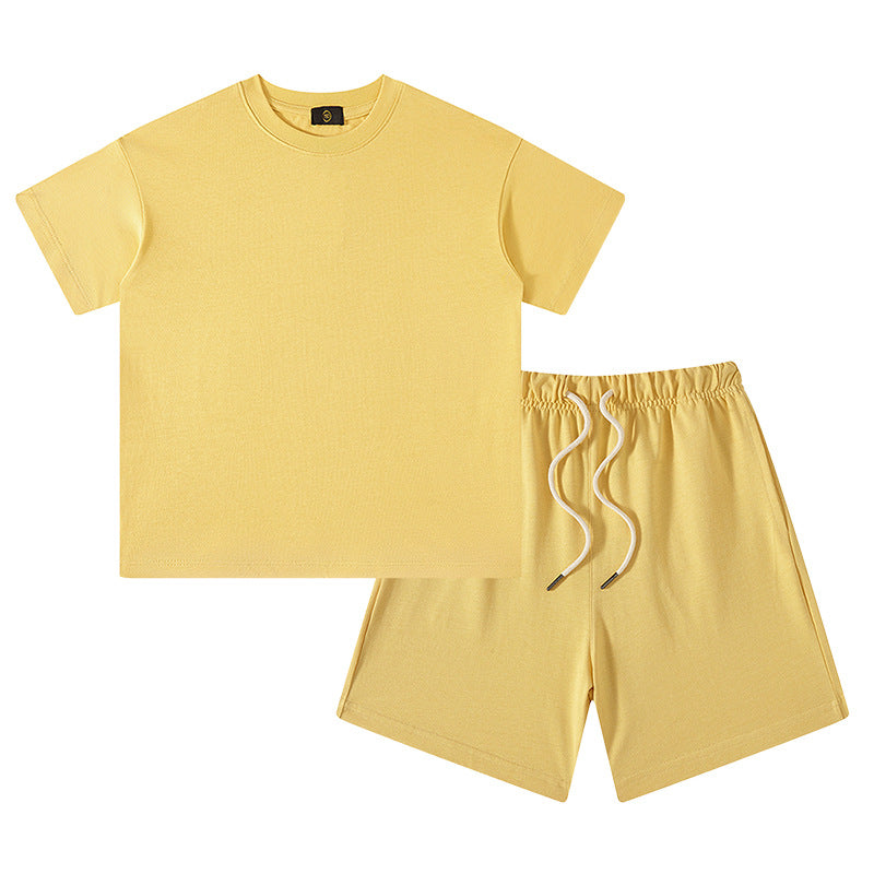 Women's & Men's Clothing Earth Color Heavy Short Sleeved T-shirt Children's Suit
