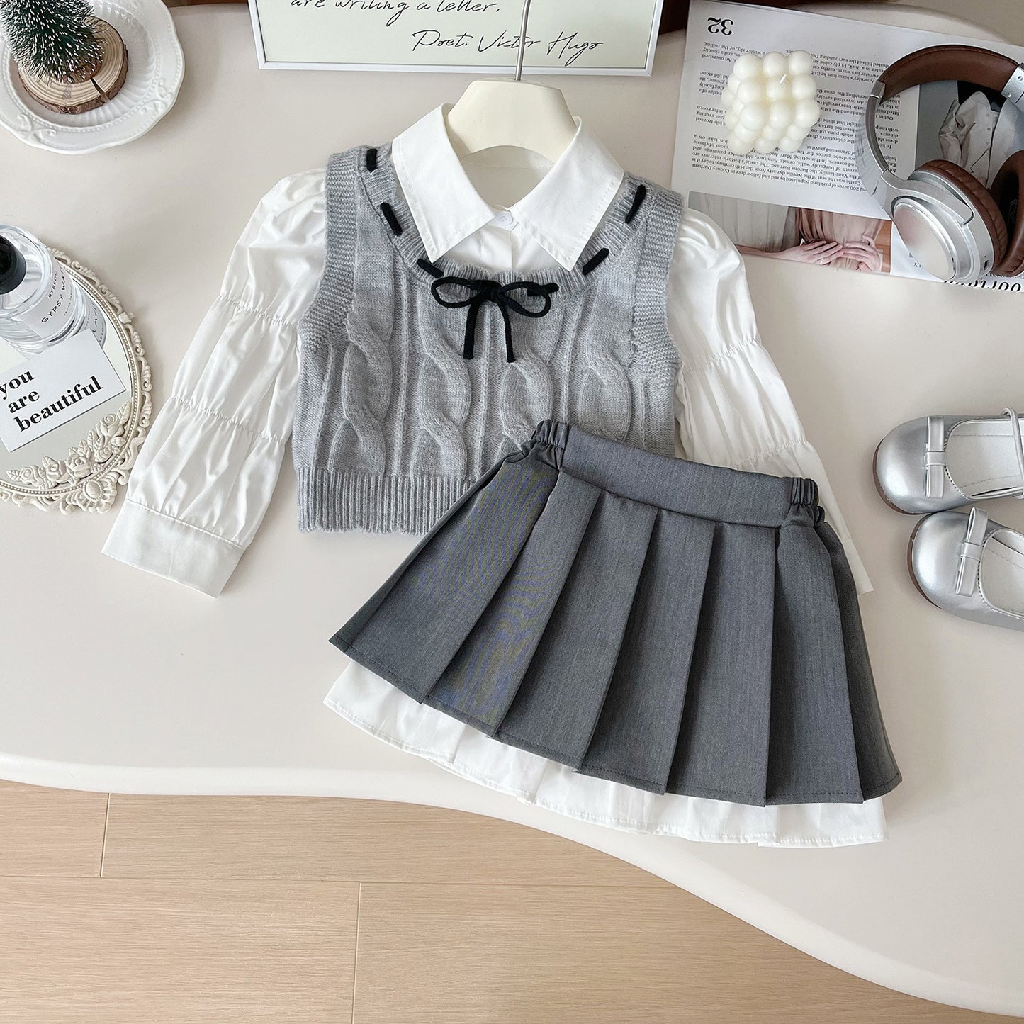 Autumn Fashionable Preppy Style Set Doll Collar Shirt Children's Suit
