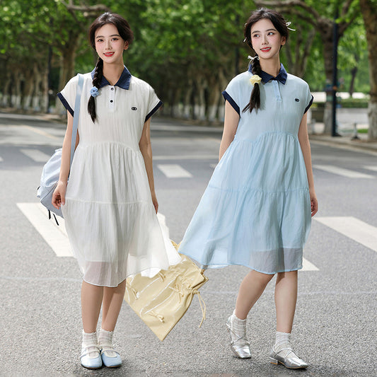 School Summer Thin Medium Large Size Loose Skirt Mid-length College Children's Dress