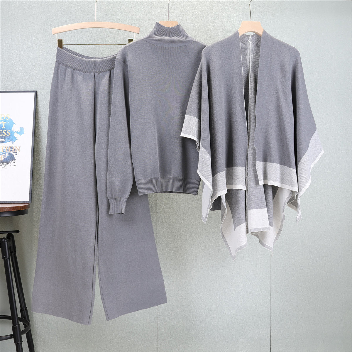 Women's Shawl Knitted Loose Three-piece Set For Fashion Casual Suit