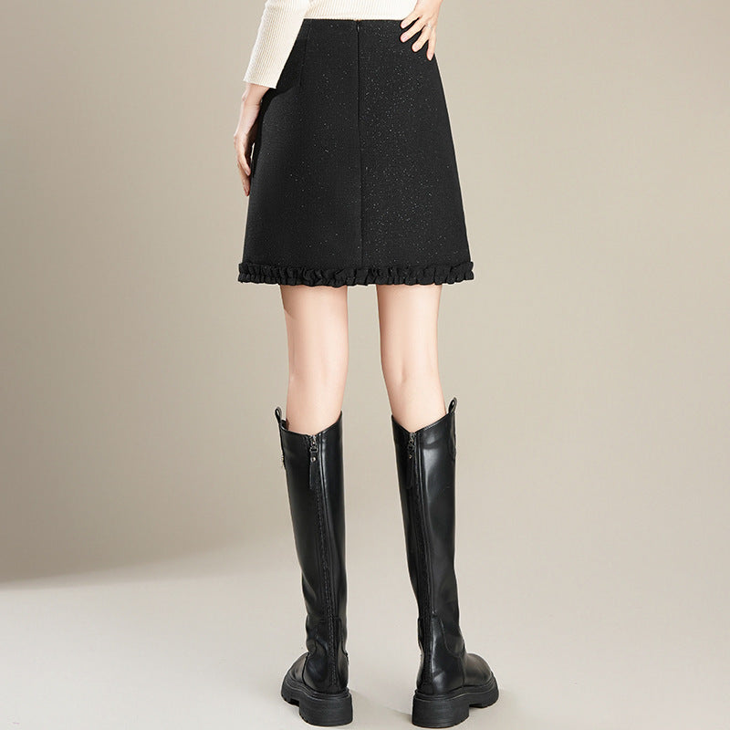 Women's Hip Ruffled Stitching Classic Style A- Line Small Skirts