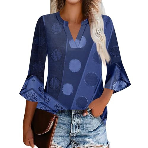 Women's Shirt Petal Sleeve Fashion Printed Loose Blouse