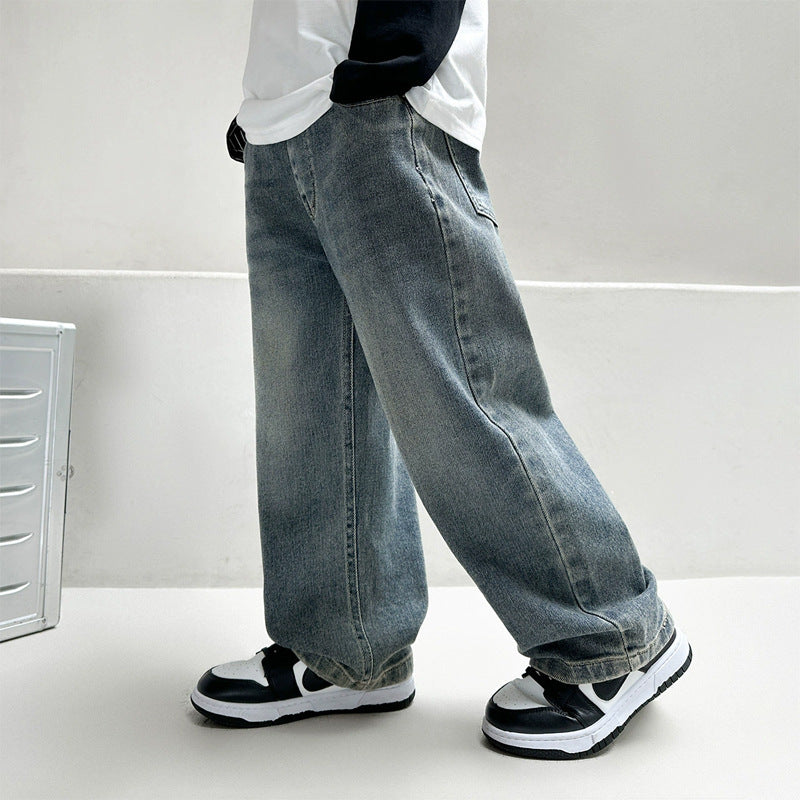 Children's Retro Jeans Medium Big Fashionable Western Children's Pants