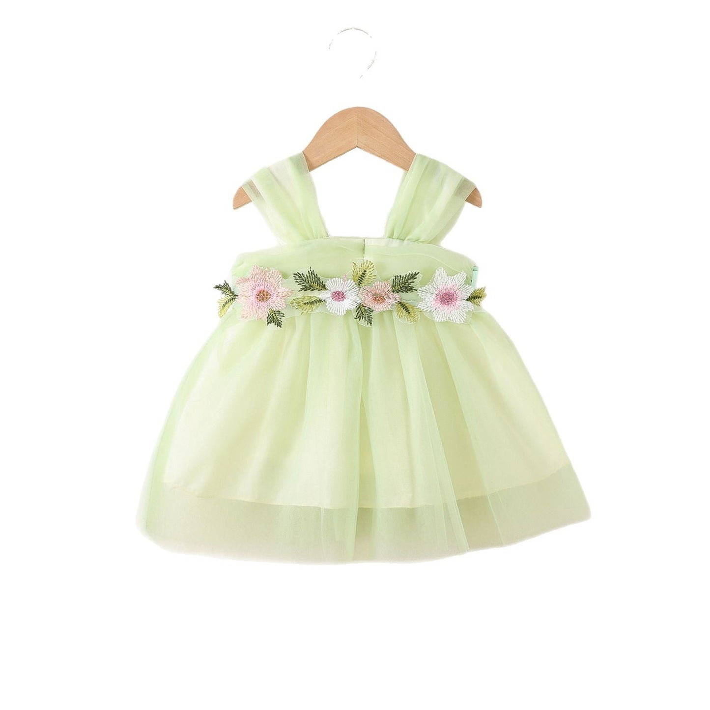 Children's Clothing Mesh Strap Waist Flower Princess Beautiful Children's Dress