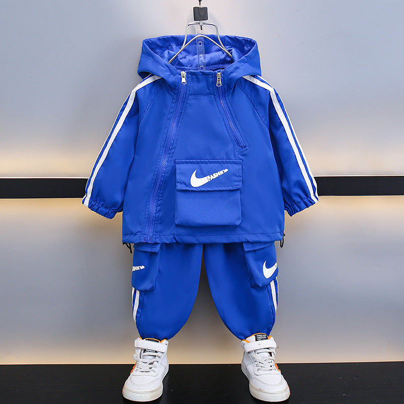 Children's Sportswear Fashionable Double Zipper Two-piece Long Children's Suit