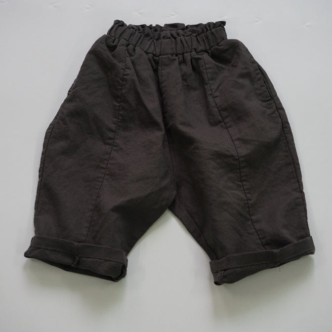 Children's Spring Solid Color Casual Korean Cotton Linen Summer Children's Pants