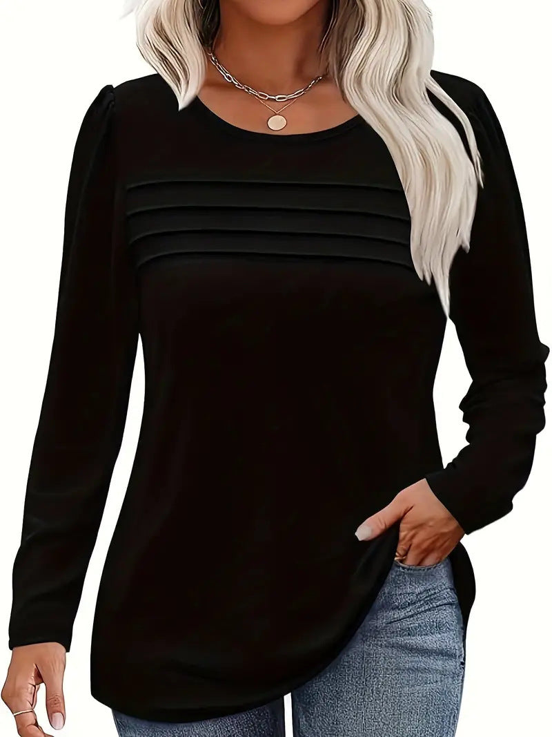 Women's Elegant Fashion Casual Long Sleeve Peplum Large Size T-shirt