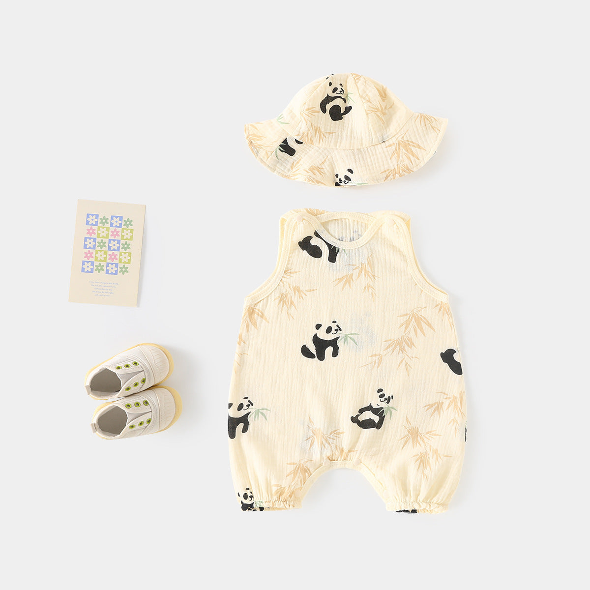 Thin Pure Cotton Born Gauze Clothes Sleeveless Vest Garments Jumpsuit, Climbing Suit