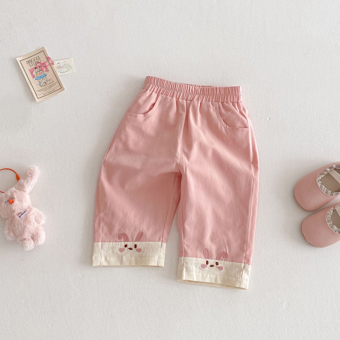 Children's Bunny Summer Korean Stitching Embroidered Thin Children's Pants