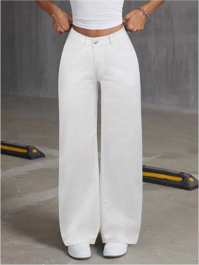 Women's Embroidered High Waist Straight Loose Trousers Women's Jeans
