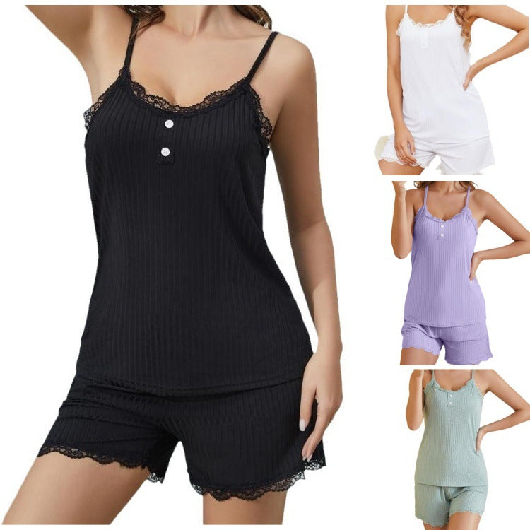 Women's Summer Solid Color Suspender Lace Clothing