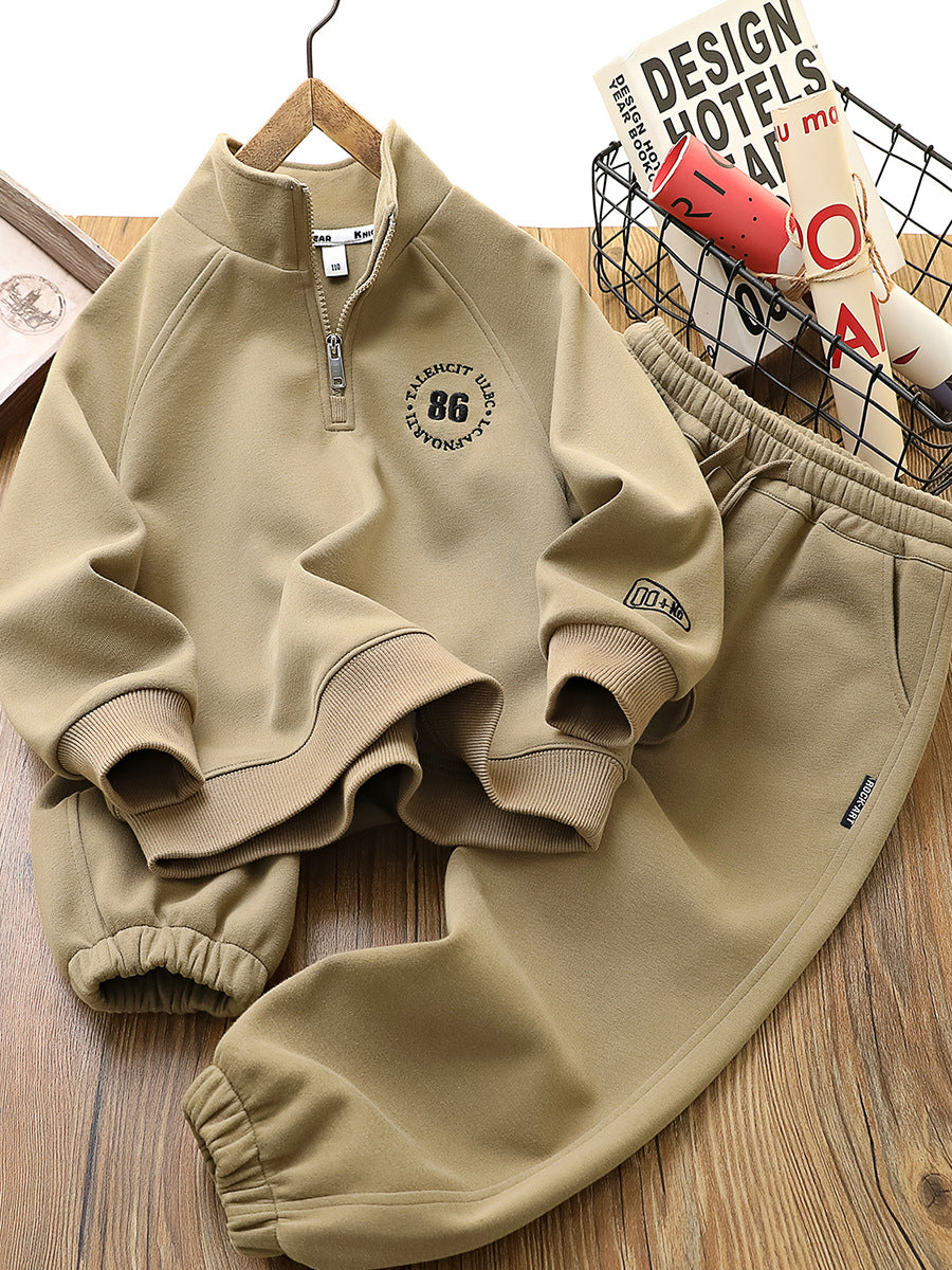 Children's Boys Spring Clothes Sports Two-piece Medium Big Handsome Children's Suit