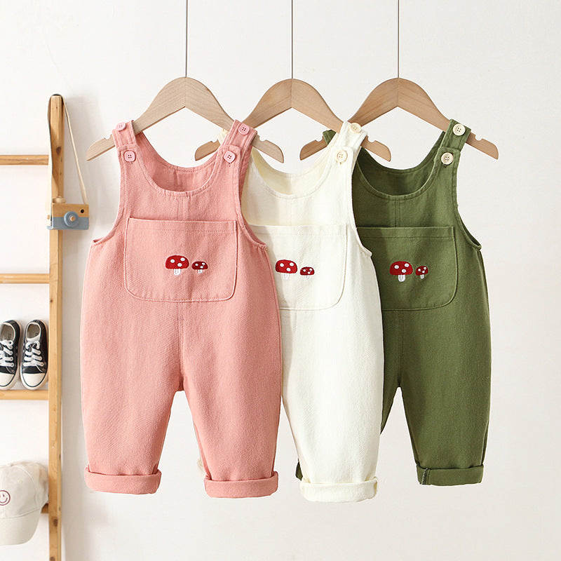 Children's Clothing Spring Korean Style Suspender Toddler Mushroom Children's Pants