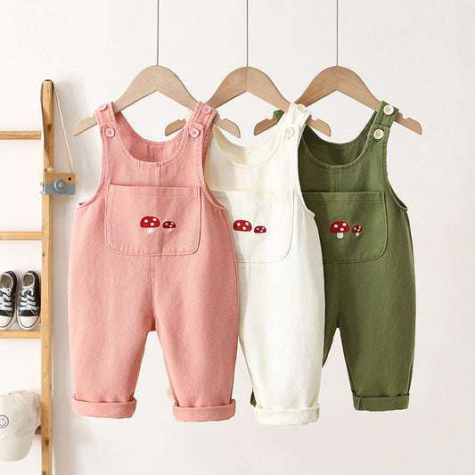 Children's Clothing Spring Korean Style Suspender Toddler Mushroom Children's Pants