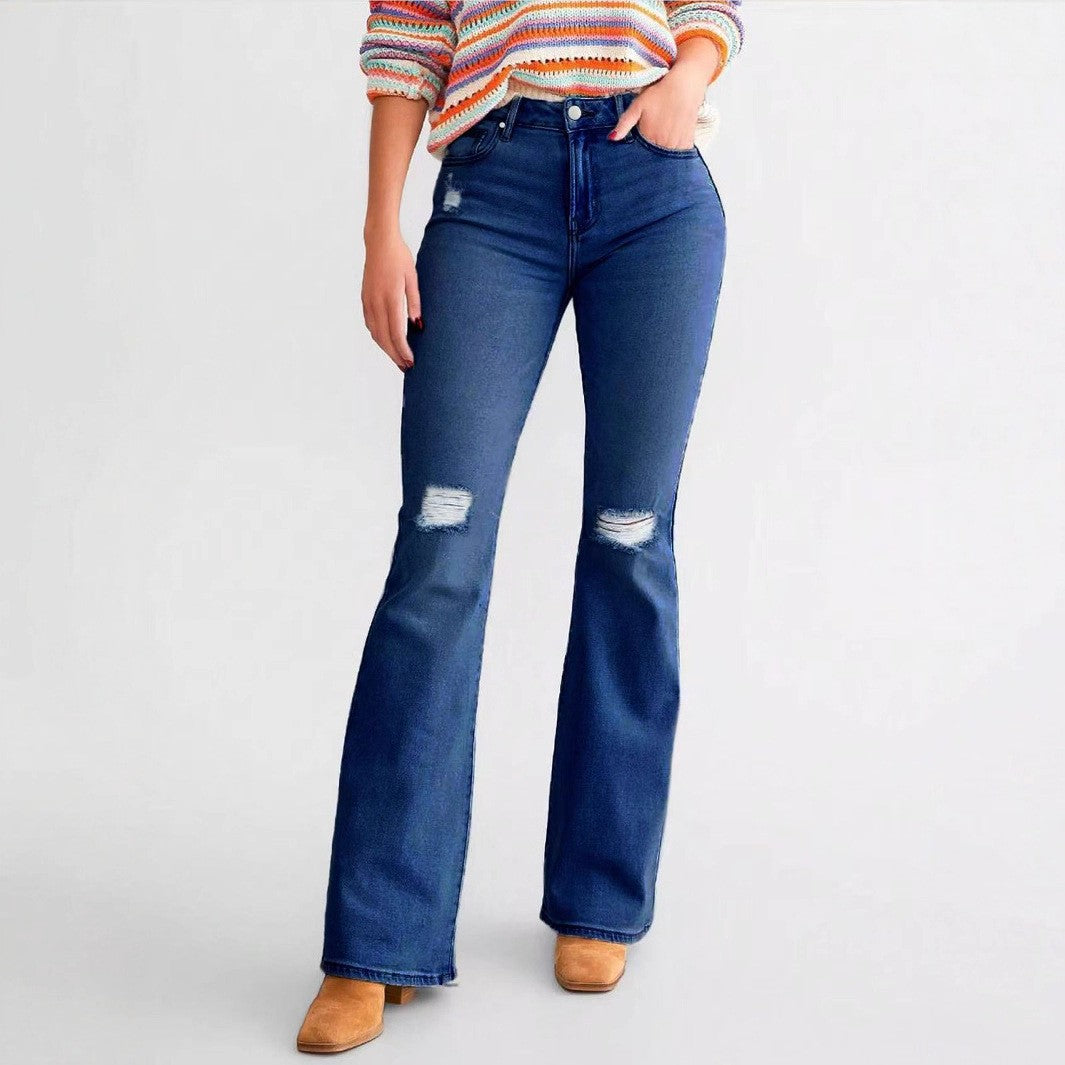 Women's Ripped Embroidered Denim Skinny Fashion Slim Jeans