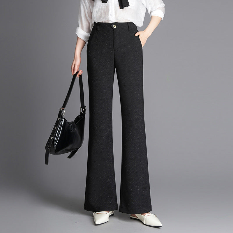 Women's Black Fashion High Waist Slimming Narrow Straight Casual Pants