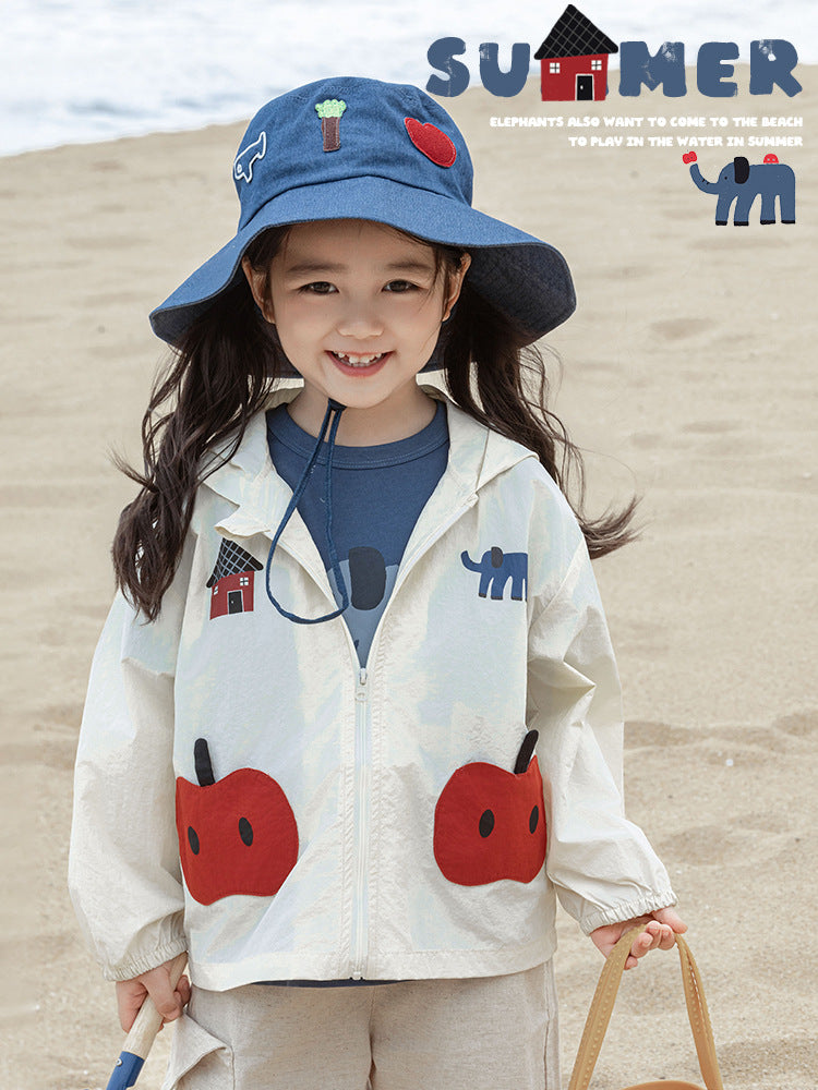 Lightweight Series Summer Hooded Jacket Loose Short Sleeve Children's T-shirt
