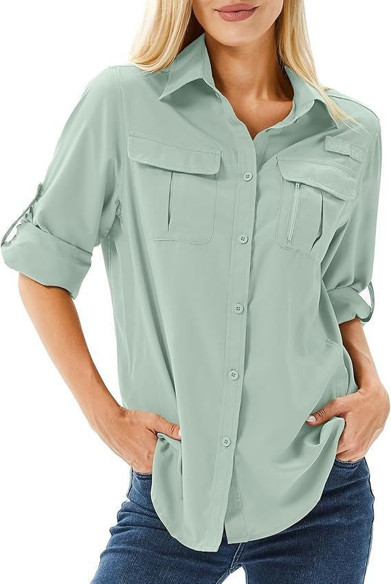 Women's Outdoor Button Long-sleeved Shirt Loose Wear Blouse