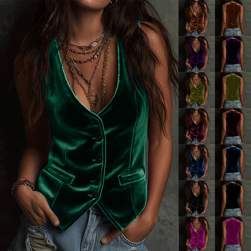 Popular Pretty Women's Button Sexy Sleeveless Small Vest/suspenders/tube Top