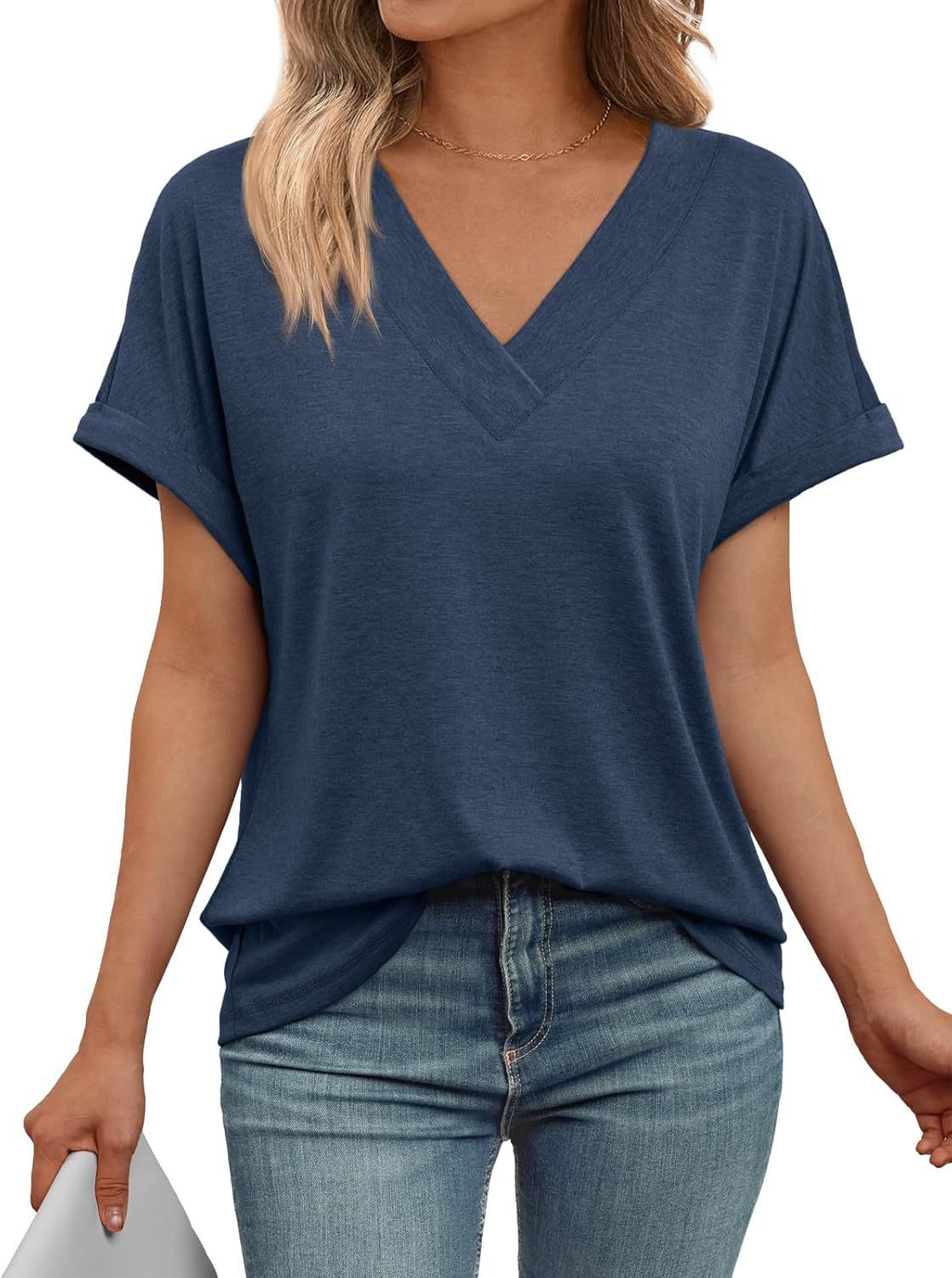 Women's Summer Short-sleeved Shirt Loose Solid Color Large Women's T-shirt