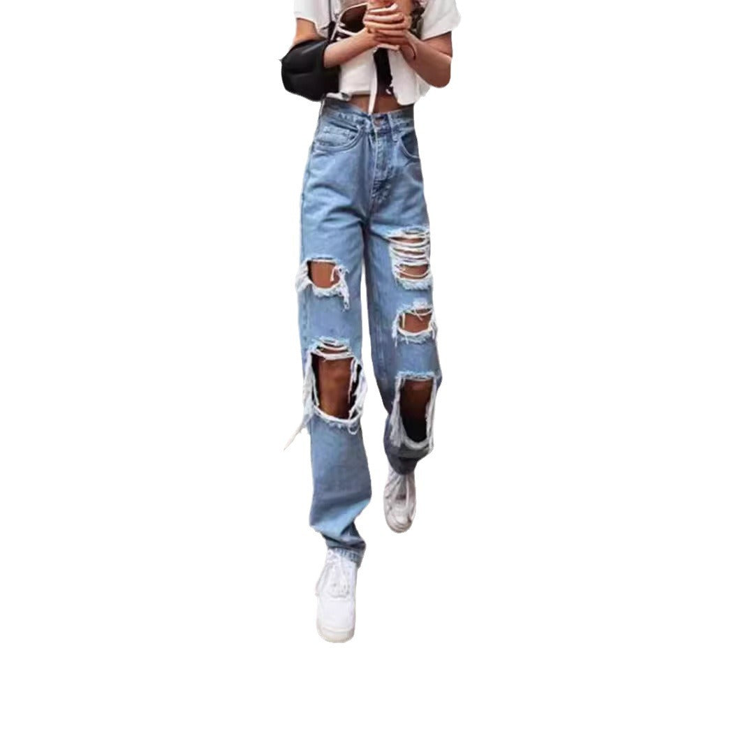 Women's Ripped Casual Fashion Slimming Thin For Women's Jeans