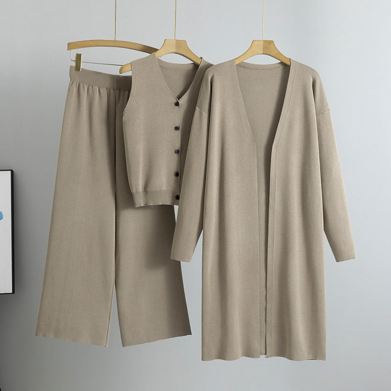 Graceful Elegant Knitting Sleeveless Three-piece Set Sweaters