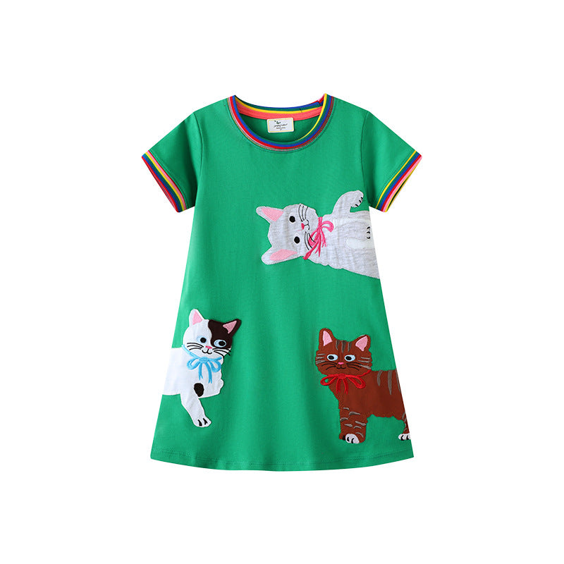 Children's Clothing Fashionable Knitted Princess Short-sleeved Children's Dress