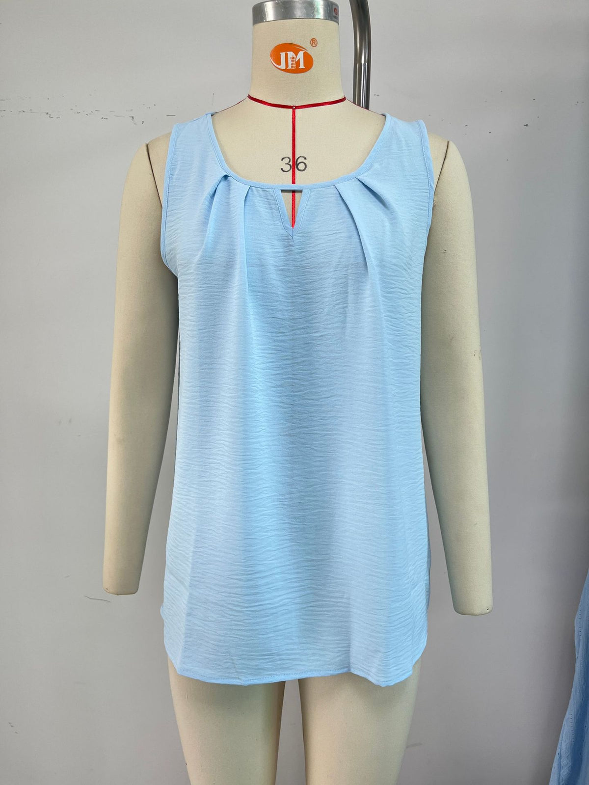 New Solid Color Hollow Sleeveless Pleated Lace Shirt, Chiffon Shirt
