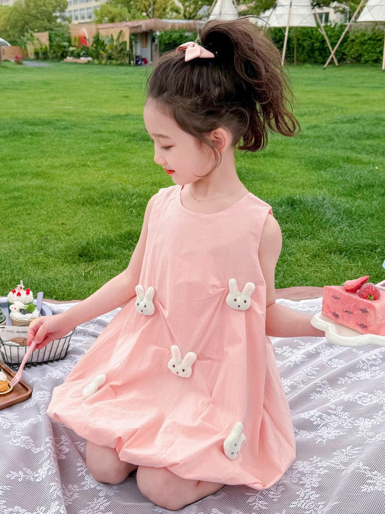Summer Fashionable Red Bud Skirt Sleeveless Children's Dress