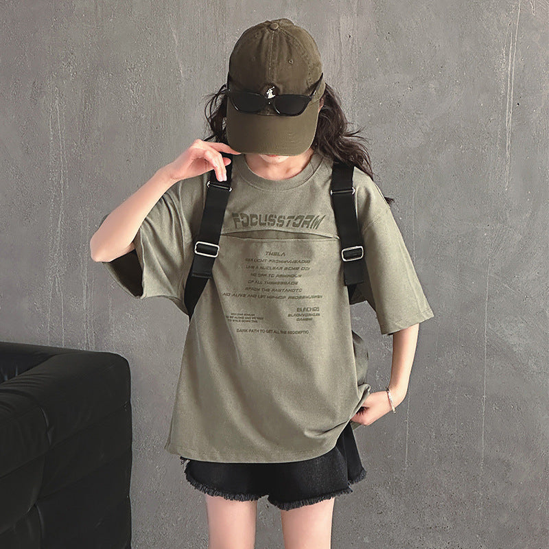Summer Korean Style Western Medium Big Fashionable Fried Street High-grade Children's T-shirt
