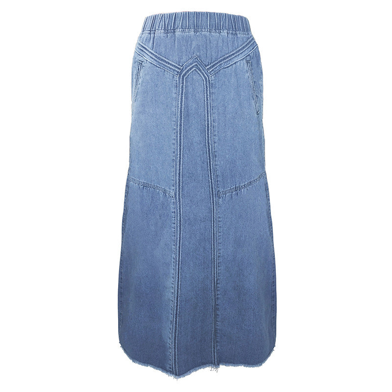 Women's Style Binding Tape Brushed Elastic High Skirt