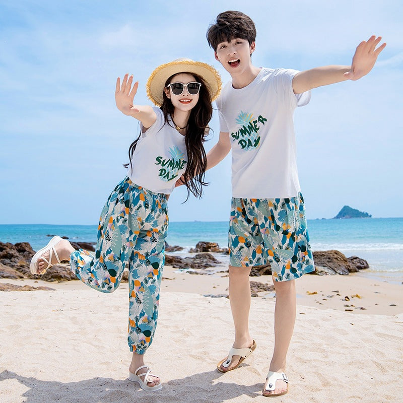 Summer Beach Suit Style Dress Casual Short Parent-child Outfit