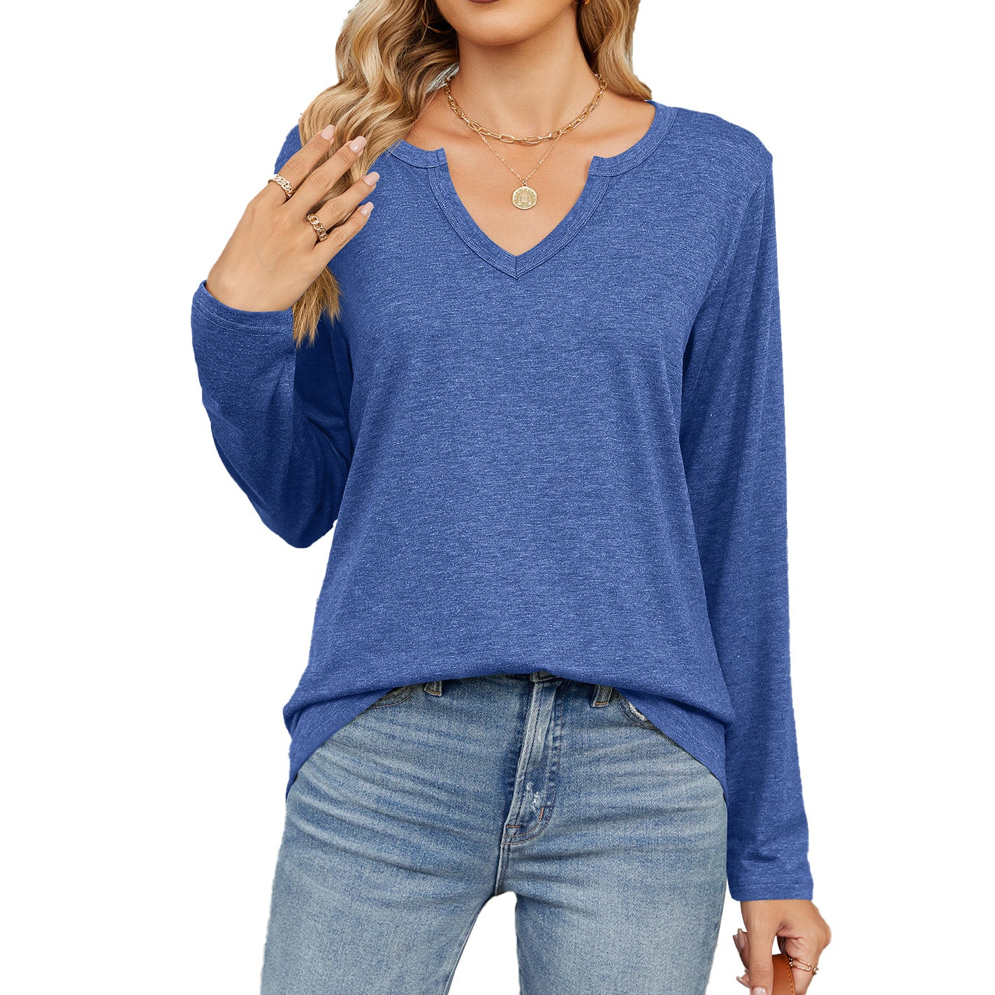 Women's Long Sleeve Loose Solid Color Women's T-shirt