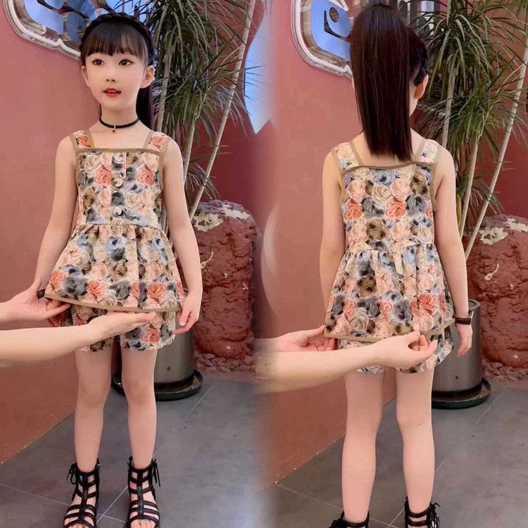 Children's Summer Fashionable Sleeveless Thin Type Chiffon Big Children's Suit